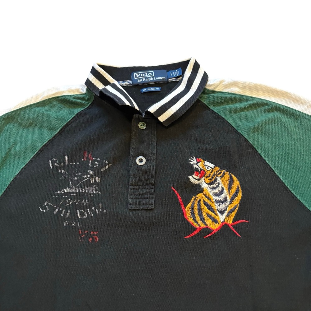 Polo Ralph Lauren Hawaii Tour Jacket Polo Shirt Tiger Embroidered Black Green L - Picture 6 of 12